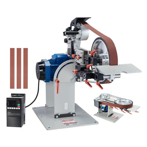 VEVOR Bandschleifmaschine, 72 x 2 Zoll Bandpolierer mit variabler Geschwindigkeit und VFD, 1500 W Messerschärfer mit 3 Schleifformen und 3 Schleifbänd