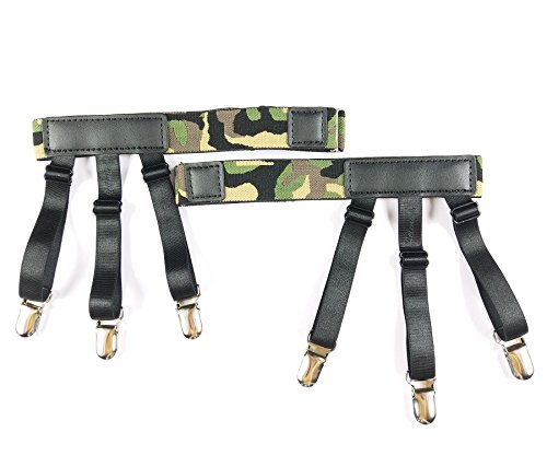 Shirt Stay,Jelinda 2 Piece Mens Elastic Suspender Non-slip Locking Clamps (Camouflage Style B)