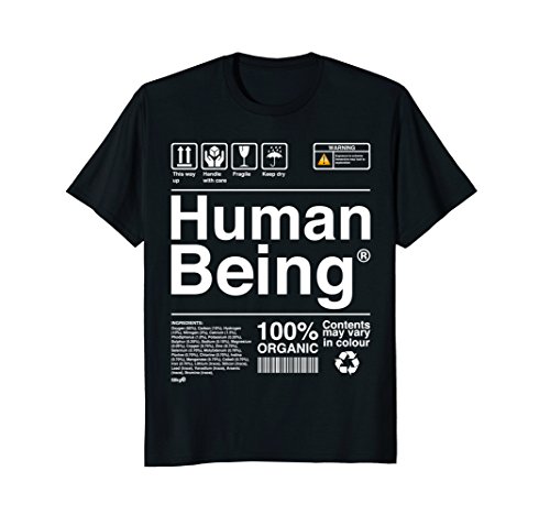 Mens human being science ingredients tshirts medium bla…
