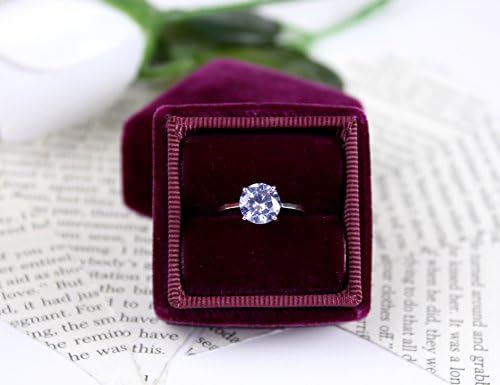 Burgundy Ring Box in Vintage Style with Seamless Top