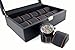 Caddy Bay Collection Black Carbon Fiber Pattern Watch Box Display Storage Case with Glass Top, Orange Stitch Perforated Soft Pillows Holds 10 Watches - Orange Stitching