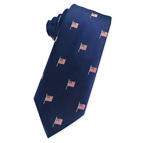 KOOELLE Mens American Flag Necktie Stars & Striped Jacquard Tie for Patriotism
