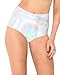 iHeartRaves Metallic Hologram High Waisted Booty Shorts (Medium/Large, Silver)