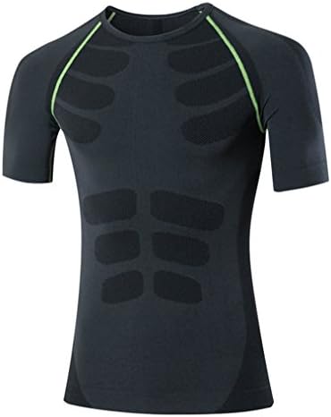 Quick Dry Breathable Compression Baselayer Shirt Pants Set for Men (Asia size M, Black Green)