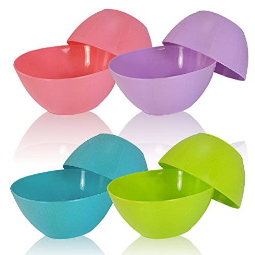Set of 8 Small Plastic Serving Baby Bowls in Oval Shape and Assorted