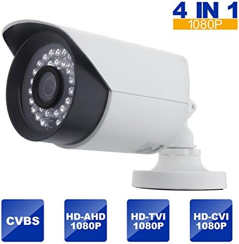 Outdoor Security Camera,2MP 4-in-1 HD TVI/CVI/AHD/960H 1080P Bullet Camera 3.6mm Lens