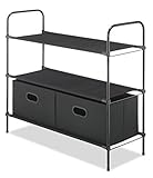 Whitmor Portable Closet Organizer – includes 3 Durable Fabric Shelves &amp; 2 Removeable Storage Boxes - Multi-purpose storage for Home or Office – Black Color - 32.7 x 12.4 x 2.4" (Kitchen)