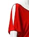 TWINTH Drape Tunic Top Plus Size Loose Fit Cut Out Off Shoulder RED 2XL