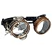 UMBRELLALABORATORY Steampunk Goggles Rave Glasses with Compass Design, Handcrafted Victorian Style, Double Ocular Loupe Gold-Clear