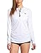baleaf Women's Long Sleeve Half-Zip Sun Protection Rashguard Side Adjustable Swim Shirt White Size XL