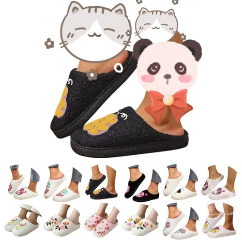 DFSDJEUW winter slippers women Winter Slippers for Women uk Warm Memory Foam Indoor Slipper Cozy Anti-Slip House Shoes Comfy Slip-on Bathroom Slides Wide Fit Plantar Fasciitis Slipper Black 5