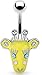 Belly Button Ring 316L Surgical Steel Metal Giraffe Face 316L Surgical Steel Navel Ring