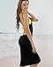 CY Women's Spaghetti Strap Backless Beach Dress Bikini Warp Cover Up(Black)