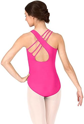 sQtar Adult Asymmetrical Tank Leotard for Dance Ballet Gymnastics Sports (Magenta, Medium)
