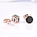 GULICX Rose Gold Tone Unique Chic 7mm Round Black Stud Earrings