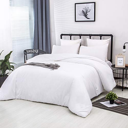 Jumeey White Comforter Set Queen Plain White Comforter Bedding All