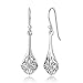 925 Oxidized Sterling Silver Bali Inspired Celtic Knot Long Teardrop Dangle Hook Earrings 1.4