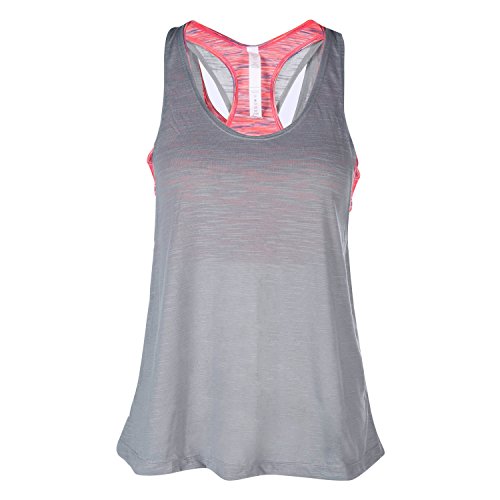 camgo Padded Active Camisole Yoga Tanks Tops with Built-in Bra Vest Racerback Shirts for Gym Workout Exercise (L, Grey)