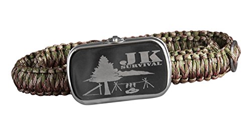 JK Survival Paracord Belt with Survival Supplies stored in the Buckle (camo green, medium)