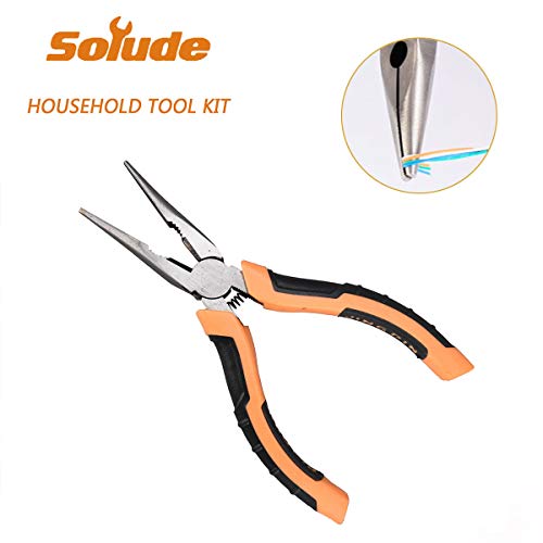 SOLUDE Home Repair Tools Sets,82 Pieces Saw Screwdrivers Sets General Household Hand Tool Kits with Plastic Toolbox Storage Case