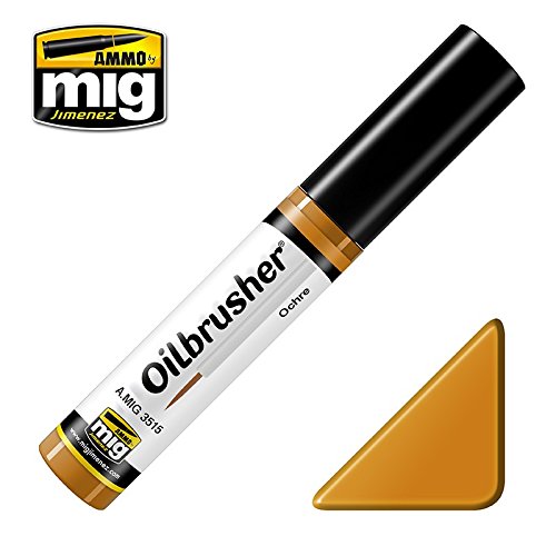 Ammo of Mig Oilbrusher Ochre - Oil Paint with Fine Brush Applicator #3515