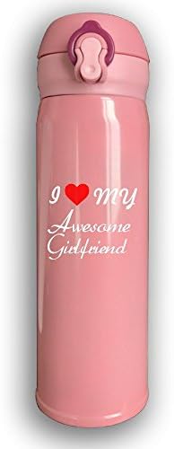 Personalized I Love NY New York Thermos Vacuum Insulated Stainless Steel Water Bottle , 17 Ounce , Pink