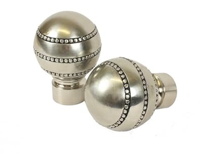 Pair 35mm Ridge Curtain Pole Finials Satin Steel Amazon Co Uk