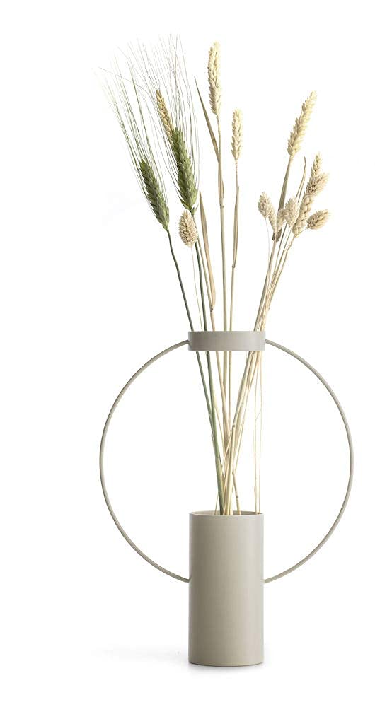 Sagaform Moon Vase Large Beige Height 30 cm, 23.5 cm Boho Decorative Vase Made of Powder-Coated Metal for Cut Flowers or Pampas Grass Modern Decoration Vase Flower Vase, 5018152, Sand