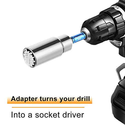 Moongo Tool Power Hand Tools Impact Sockets Adapter Set, Hex Square Nuts Driver Drill Socket Extension Bit Adapter Socket Wrench Adapter Set 1/4" 3/8" 1/2" drive - Thumbnail 6