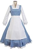 SIDNOR Beauty and The Beast Cosplay Costume Princess Belle Outfit Maid Dress Suit Ball Gowns (X-Large)