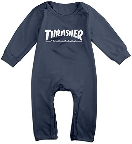 Gdlov Thrasher Magazine 2 Baby's Boys Girls Kids Long Sleeve Creeper Romper Bodysuits Onesies Jumpsuits Size 6 M US Navy