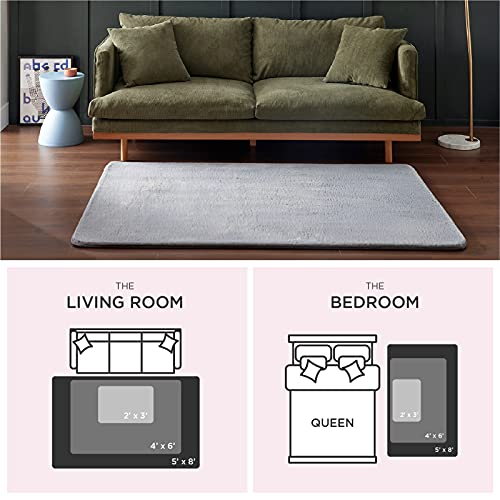 Bedsure Faux Fur Area Rug - Soft Fluffy Fuzzy Rug 2x3 for Bedroom, Grey Shag Rugs Non Slip, Furry Throw Rugs for Living Room, Home Decor for Girls Kids Teen Nursery Dorm Room
