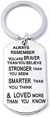 Always remember you are braver stronger smarter than you think Inspirational Key Chain Ring Gift