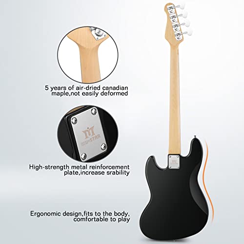 MUSTAR Electric Bass Guitars Full Size 4 String, 46 Inch Standard Bass