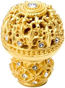 Carpe Diem Hardware 7620-8C Versailles Large Round Knob Fleur De Lys Open Basket Decorative Spherical Foot with Swarovski Crystals, Gilded Mercury