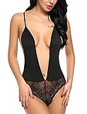 Avidlove Women Sexy Lingerie Teddy Deep V Lace Babydoll Bodysuit