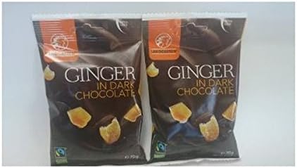 (12 PACK) - Landgarten Ginger In Dark Chocolate Vegan | 70x10gx | 12 PACK - SUPER SAVER - SAVE MONEY