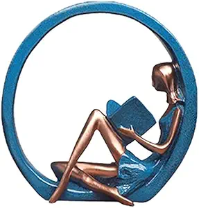 WINOMO Resin Yoga Pose Lady Reading Girl Figurines Circle Resin for Home, TV Cabinet, Office, Desktop, Bookshelf Decor, 1 PC