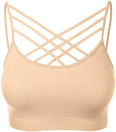 Meilleur Mode Women's Criss-Cross Front Seamless Triple Bralette Sports Bra