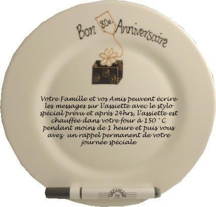 Dreamair Bon Anniversaire (80E) Assiette firmas Caja para Les (RD): Amazon.es: Hogar