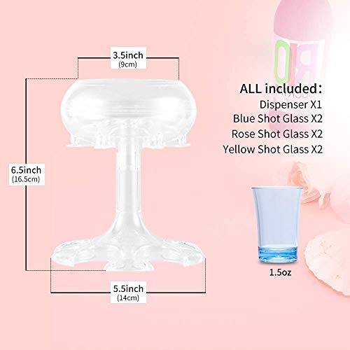 6 Shot Glass Dispenser and Holder with 6 Pcs Acrylic Cups, Bar Shot Dispenser for Filling Liquids, Drinking Games Wine Dispenser for Weekend Party Cocktail Parties (Clear)
