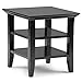 SIMPLIHOME Acadian SOLID WOOD 19 inch wide Square Rustic Contemporary End Side Table in Black with Storage, 2 Shelves, for the Living Room and Bedroom