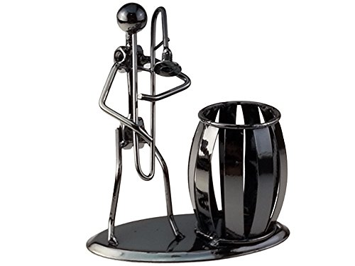 Music Iron Man Art Steel Pen Container Holder Pencil Cup Pot Secretary Desktop Music Decoration Toy Gift (C169 Trombone)