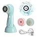 Facial Cleanser Brush, 3 in 1 Electric Rotating Facial Cleansing Brush USB Rechargeable Sonic Face Cleaners Scrubber SPA Skin Care Tool Beauty Instrument (Blue)