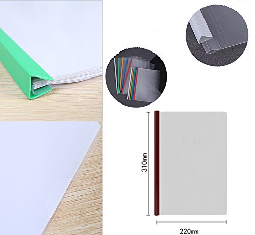 PRALB 25PCS Standard Sliding Bar Translucent Design Project File,Report Covers for A4,Perfect for School and Office,5 Color - Thumbnail 2