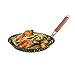 Arctic Monsoon Grilling Skillet, Nonstick Grill Accessories with Wood Foldable Handle, for Grilling Smaller Pieces of Food Like Vegetables and Meat Cubes, Black