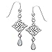Sterling Silver Four-Point Celtic Knot North Star Earrings with Rainbow Moonstone Teardrops
