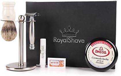 RoyalShave Merkur 43C Stainless Steel Shaving Set - Omega Cream