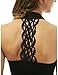 PattyBoutik Women Crochet Lace Inset Halter Crossover Blouse (Black Small)