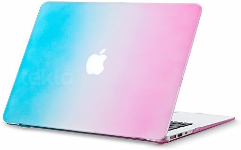 Steklo - MacBook Air 13-inch Case Rubberized Hard Cover (Models: A1466 &amp; A1369) Shell Matte - Aqua/Pink